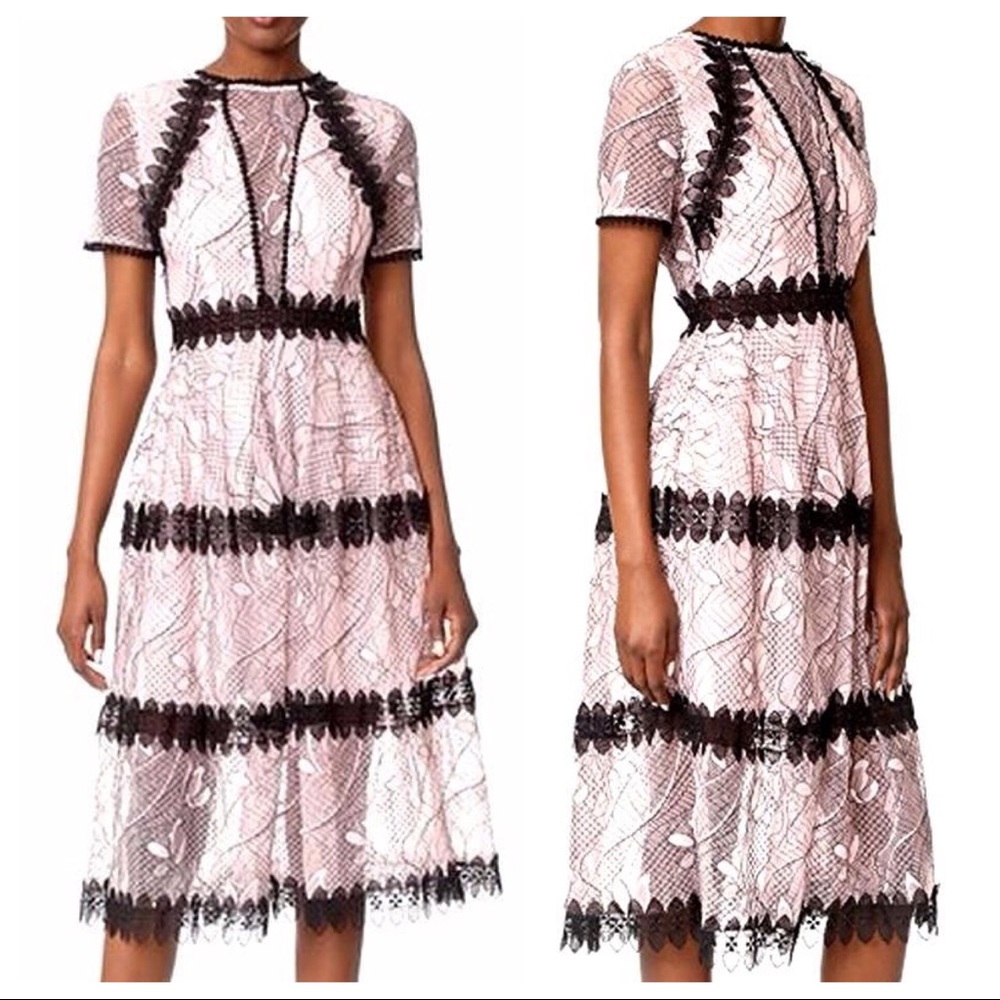 Nicholas Iris Lace Midi Embroidered Dress Sz 6